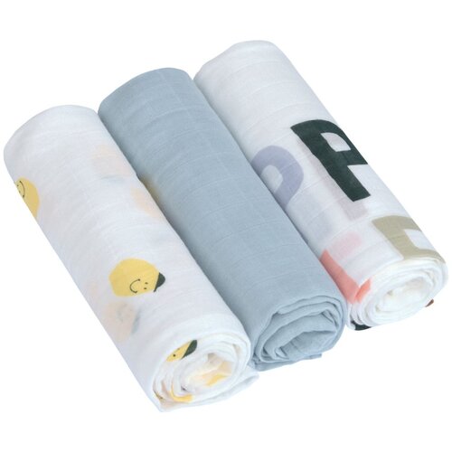 L&amp;auml;ssig tetra plenica Happy Fruits Swaddle L 3/1, 80 x 80 cm lemon Slike