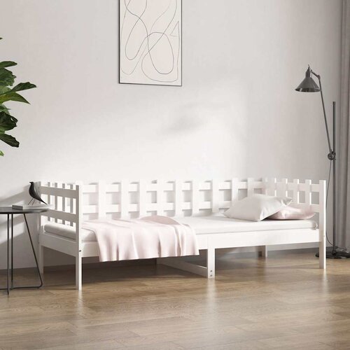  Dnevni krevet bez madraca bijeli 90 x 200 cm masivna borovina Slike
