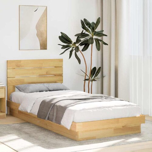 VidaXL Okvir kreveta uzglavljem bez madraca 75x190 cm puno drvo hrast Slike