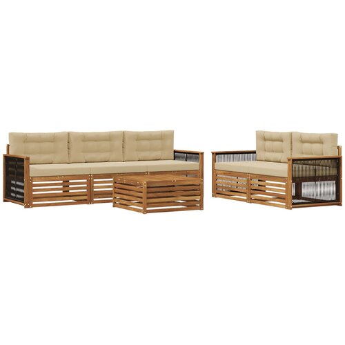 vidaXL Zunanja garnitura za sedenje z blazino 6 pcs Naravna in bež, (5000282112) Cene