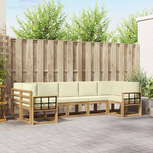  Set vanjskih sofa 7 kom. Bijela i krem Smeđa 304 x 128,5 x 73 cm Slike