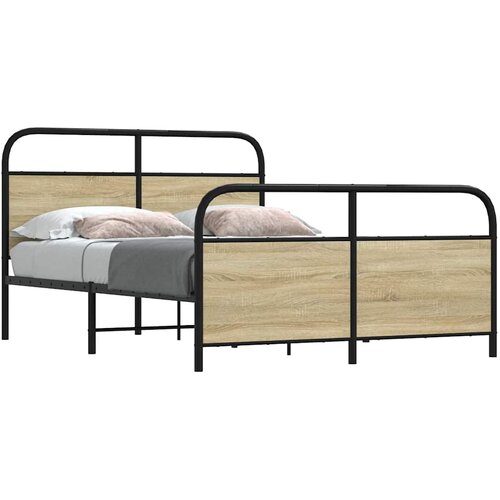  Metalni okvir kreveta bez madraca boja hrasta sonome 137x190 cm Slike