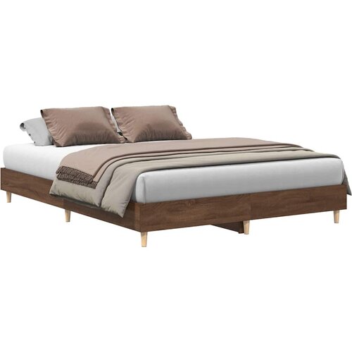 Maison Chic Posteljni okvir - Dvoposteljna postelja - Zakonska postelja brez vzmetnice hrast 140x200 cm inženirski les-J12019, (21761275) Slike
