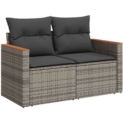  4-dijelni set vrtnih sofa od poliratana s jastucima sivi Slike