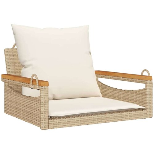 VidaXL Klupa za ljuljanje s jastucima bež 63x62x40 cm od poliratana Slike