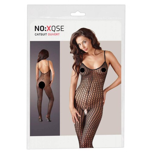 NE: XQSE NO:XQSE - Otvoreni mrežasti kombinezon s rupama (crni) - XL/XXL Cijene
