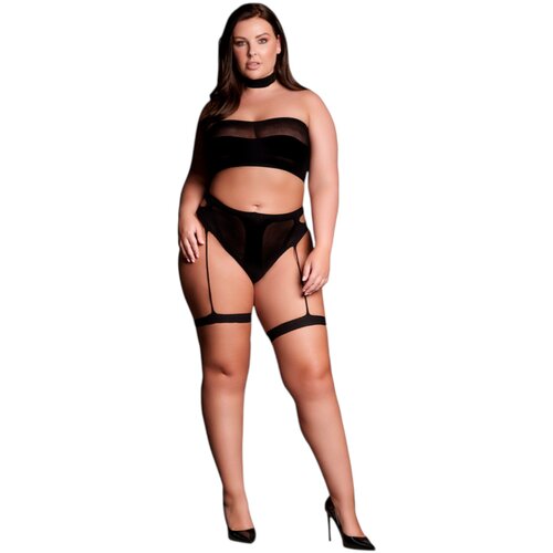 Le Désir Plus Size - 3-delni komplet spodnjega perila - črna (XL-4XL) Cene