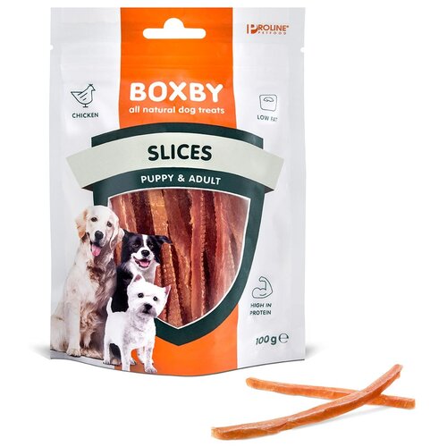 Boxby Slices – Poslastica za štence i odrasle pse, 100 g Cene