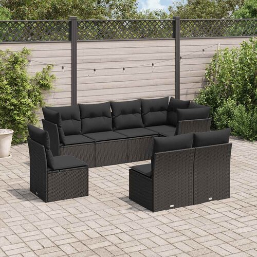  8-dijelni set vrtnih sofa od poliratana s jastucima crni Cijene
