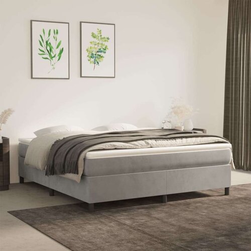  Box spring posteljni okvir svetlo siv 160x200 cm žamet, (20684713) Slike