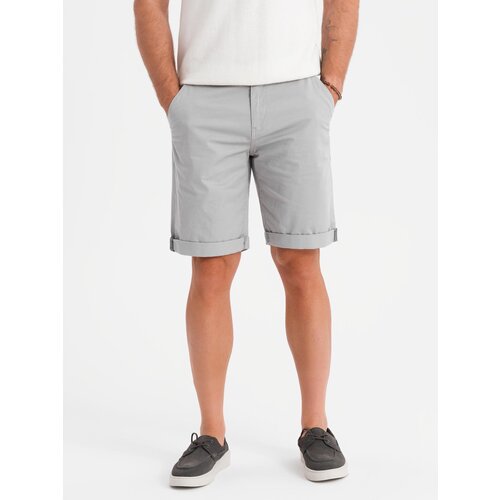 Ombre Men&amp;#039;s classic chino shorts with rolled up leg - grey Slike