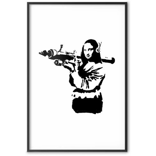  Plakat - Banksy Mona Lisa with Rocket Launcher 29.7x42 Crni okvir s margom Cene