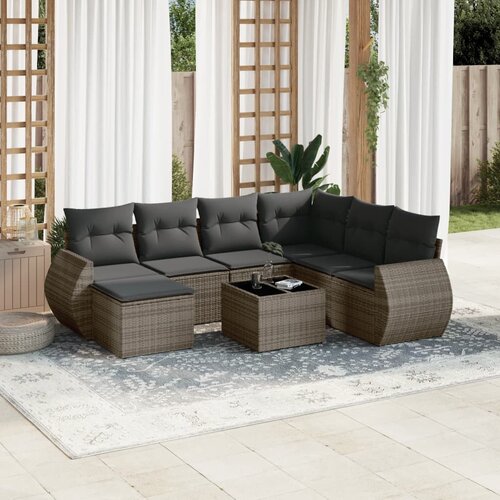vidaXL 8-dijelni set vrtnih sofa od poliratana s jastucima sivi Cijene