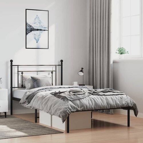  Metalni okvir za krevet s uzglavljem crni 100x200 cm Cene