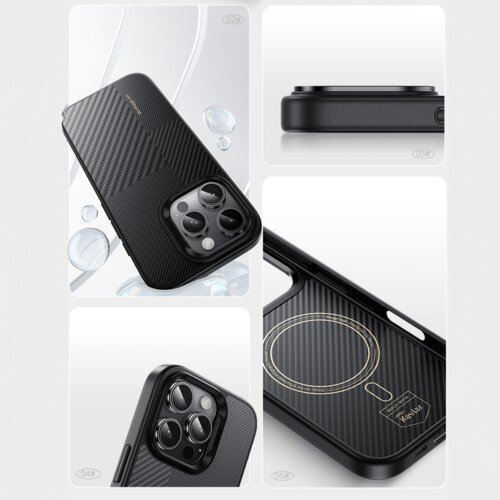 Benks Montage Magnetic Armor Pro kevlar metalni okvir 600D Case za iPhone 16 Plus crna Slike