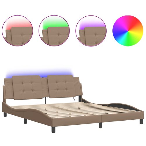vidaXL Okvir kreveta LED boja cappuccina 180 x 200 cm od umjetne kože Cijene
