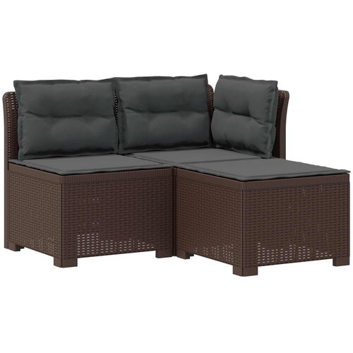  Dvosjedni vrtni sofa s jastucima u ratan izgledu PP Smeđa Slike