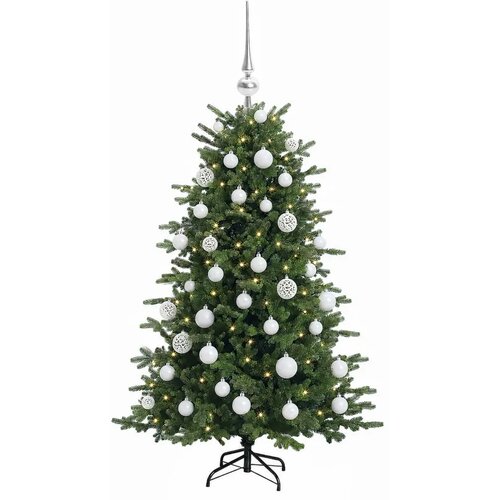 Umjetno božićno drvce s kuglicom 150 cm 150 LED lampica - 150 cm s LED žaruljama i bijelim kuglicama Slike