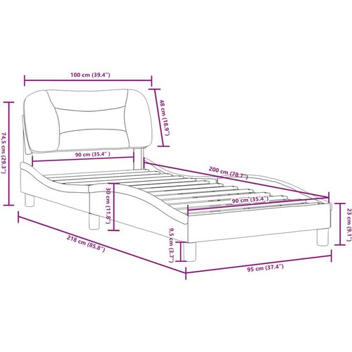  Okvir za krevet s uzglavljem sivi 90x200 cm od umjetne kože Slike