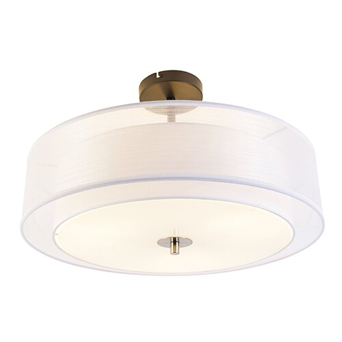 QAZQA Moderna stropna svetilka bela 50 cm 3-luč - Drum Duo Cene