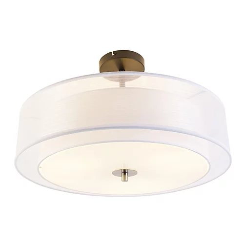 QAZQA Moderna stropna svetilka bela 50 cm 3-luč - Drum Duo