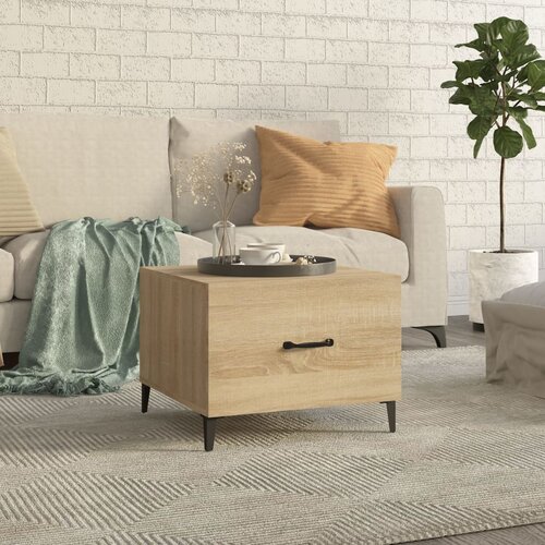 The Living Store Klubska mizica s kovinskimi nogami sonoma hrast 50x50x40 cm - Klubska Mizica, (21574936) Slike