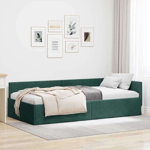 vidaXL Kutni okvir kreveta Ostalo s uzglavljem Tamnozelena 80 x 200 cm Cene
