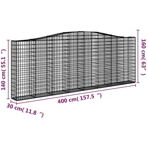  Lučne gabionske ko&amp;scaron;are 6 kom 400x30x40/60 cm pocinčano željezo Slike