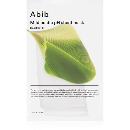 Abib Mild Acidic pH Sheet Mask Heartleaf Fit pomirjevalna tekstilna maska za občutljivo k aknam nagnjeno kožo 30 ml Slike