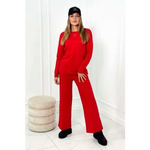 Kesi Cotton set Sweatshirt + Trousers with wide legs red Cene