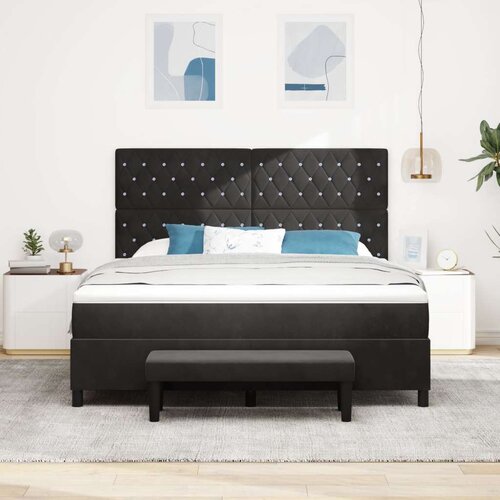  Krevet s Box Springom s Madracem i Klupom Crni 180x200 cm Bar&amp;scaron;un Slike