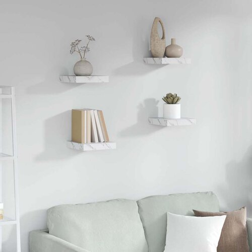  Polica na zidu Zidne 4 pcs Bijeli mramor 23 x 23,5 x 4 cm Cijene