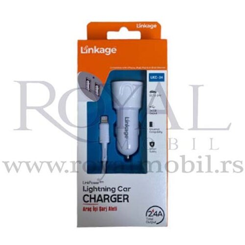  auto punjač linkage LKC-34 lightning 2.4A beli Slike