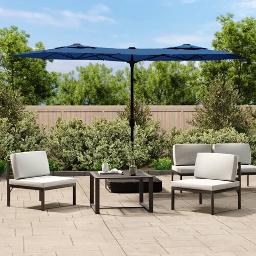  Dvostruki vrtni suncobran s LED svjetlima azurni 316 x 145 cm Cijene