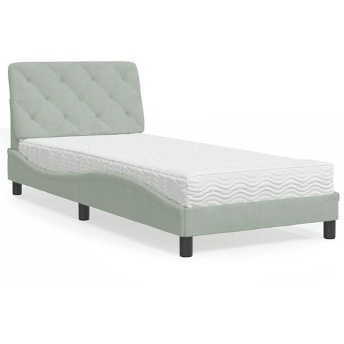 vidaXL Krevet s madracem svjetlosivi 90x190 cm baršunasti Cene