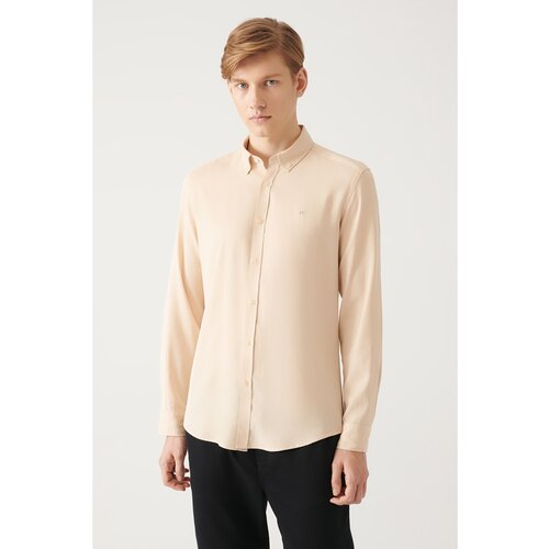 Avva Mink Buttoned Collar Comfort Fit Tencel Shirt Slike
