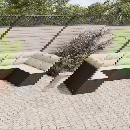 vidaXL 9-dijelni set vrtnih sofa s jastucima poliratan smeđi Cijene