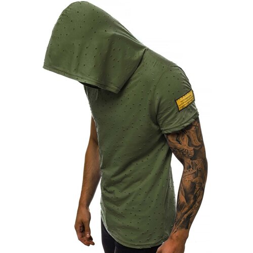 Madmext Ripped Detail Khaki Hooded T-Shirt 3069 Cene