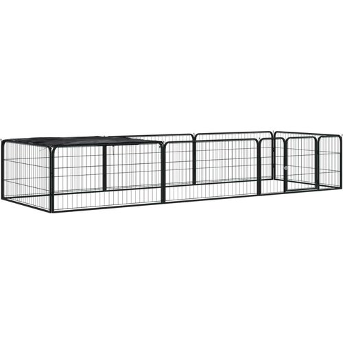  Pasja ograda z 8 paneli črna 100x50 cm pra&scaron;no barvano jeklo, (20799032) Cene