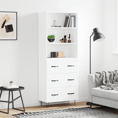 The Living Store Visoka omara bela 69,5x34x180 cm inženirski les - Visoka Omarica, (21430574) Slike
