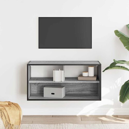  TV ormarić sivi Sonoma 80x31x39,5 cm Konstruirano drvo i metal Siva Slike
