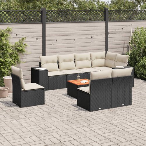 9-dijelni set vrtnih sofa od poliratana s jastucima Slike