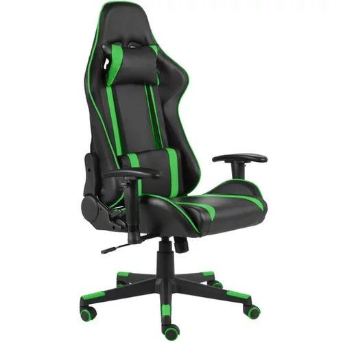  Vrtljiv gaming stol zelen PVC