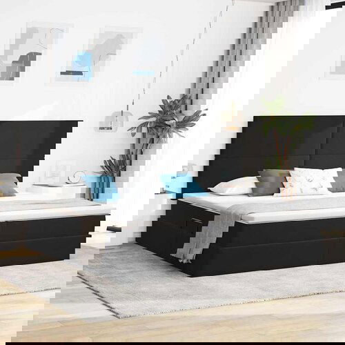 vidaXL Krevet S LED lampica s uzglavljem Crna 200 x 200 cm Baršun Cijene