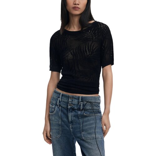 Desigual Majice s kratkimi rokavi TS_SACRAMENTO 25SWTK97 Črna Cene