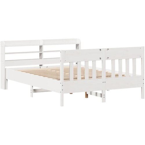 vidaXL Posteljni okvir z vzglavjem bel 150x200 cm trdna borovina, (21303991) Cene