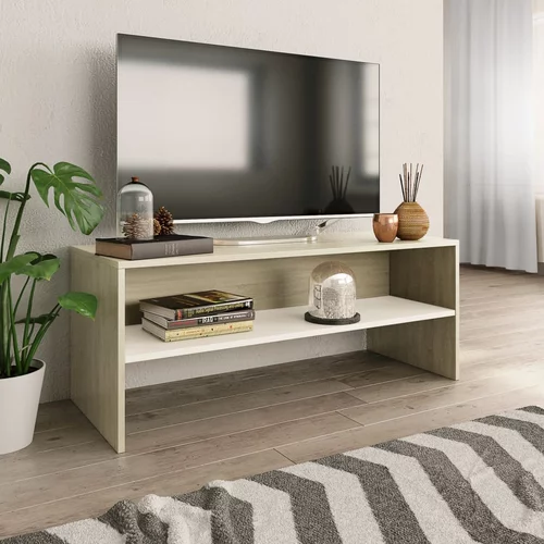 vidaXL TV omarica bela in sonoma hrast 100x40x40 cm iverna plošča