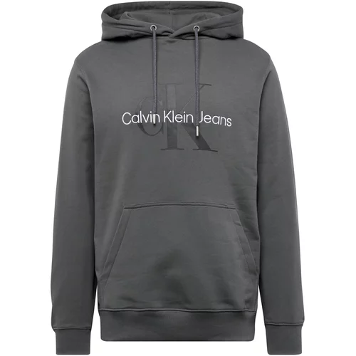 Calvin Klein Jeans Sweater majica 'Essentials' srebrno siva / crna / bijela
