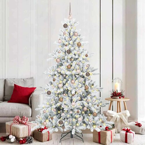 vidaXL Umjetno božićno drvce s nogom s 300 LED dioda Bijelo 210 cm PVC Cene