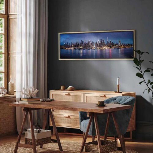  Slika - New York Nights 90x30 U prirodnom drvenom okviru Slike